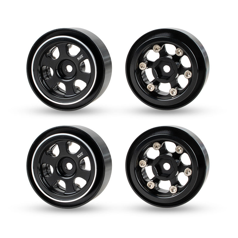 KYX Racing 1.9" CNC Aluminum Alloy Wheel Rims For RC Crawlers - Fits Axial SCX10, SCX10 II, TRX-4, D90 (Set Of 4)