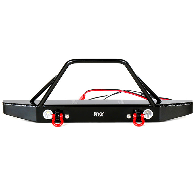 KYX 1/6 Scale Axial SCX6 HD Metal Front Bumper w/ Bull Bar Led Red 