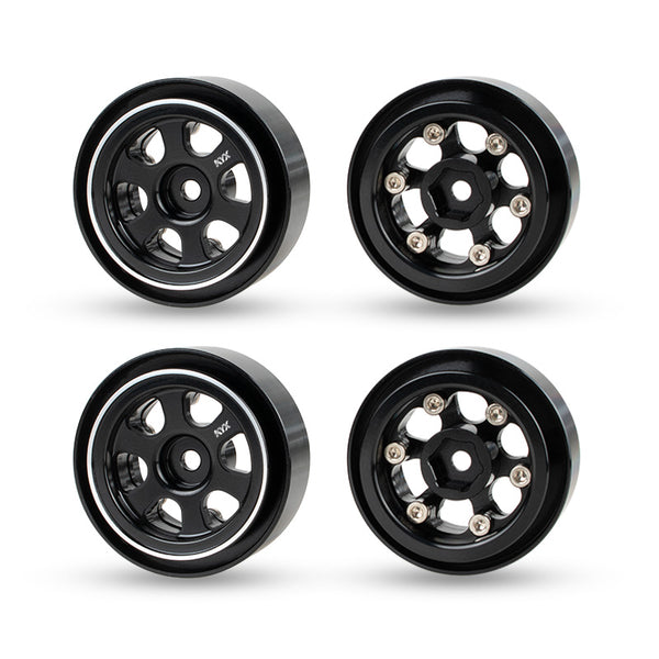 KYX CNC Aluminum Alloy 4PCS Beadlock Wheel Rims for 1/18 RC Crawler Traxxas TRX-4M Defender Bronco DIY Modified car Spare Parts