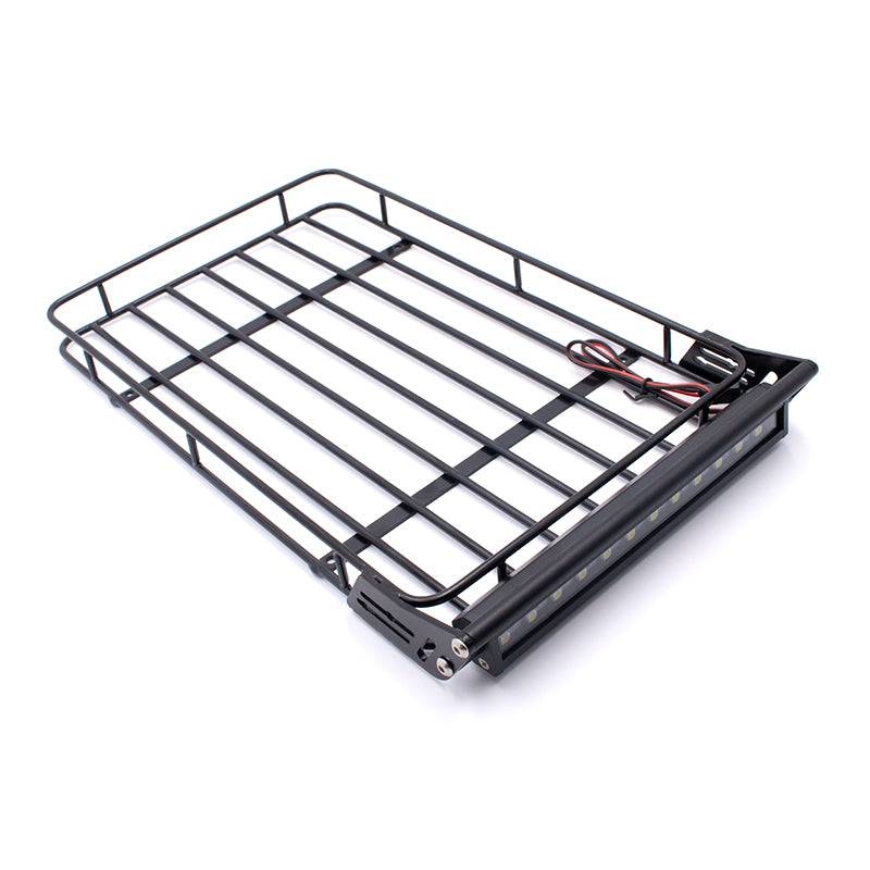 KYX Metal Roll Cage 1:10 Roof Luggage Tray Rack Led Light Bar for SCX10 II TRX-4