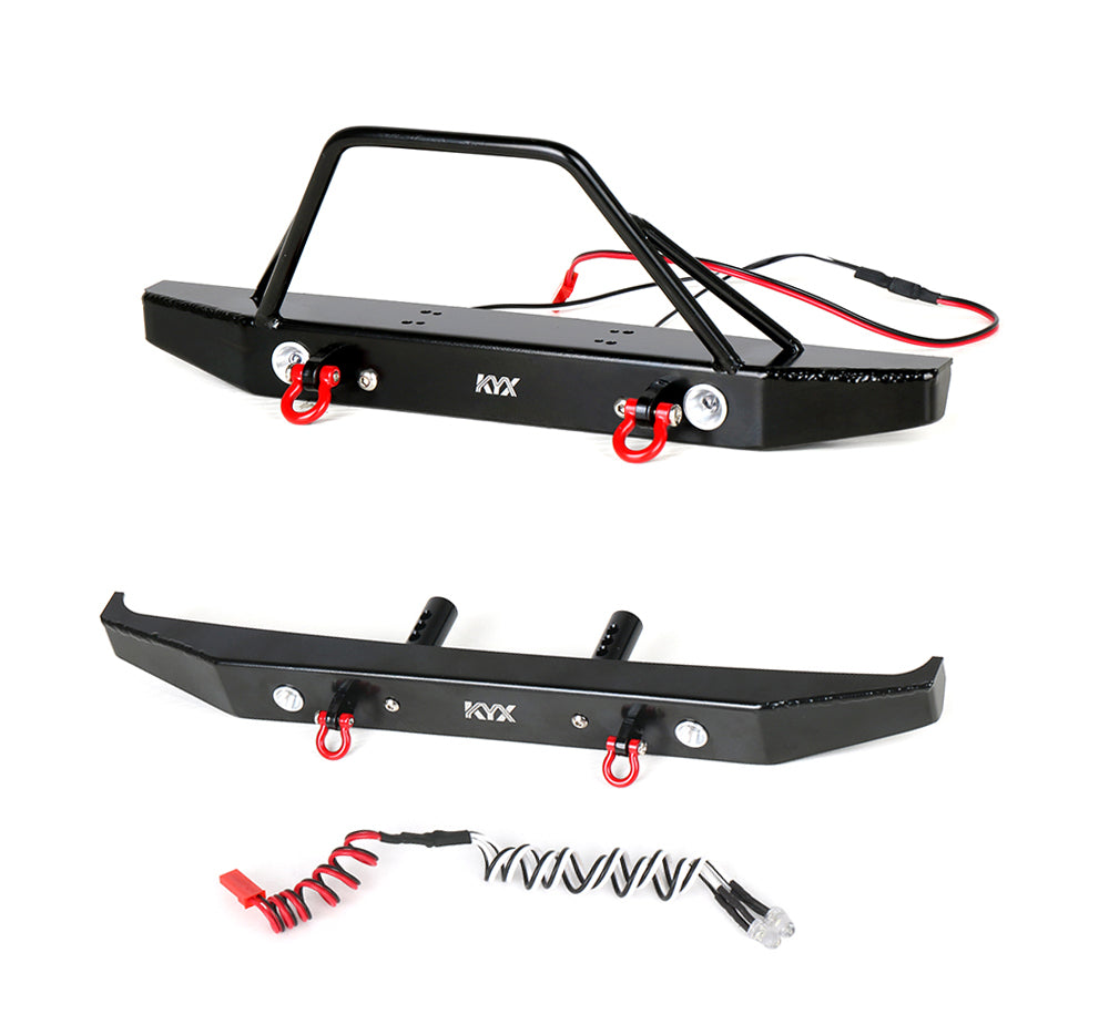 KYX 1/6 Scale Axial SCX6 HD Metal Front Rear Bumper w/ Led Red Shackle