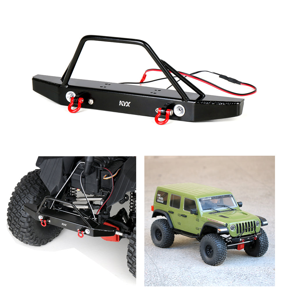 KYX 1/6 Scale Axial SCX6 HD Metal Front Bumper w/ Bull Bar Led Red Shackle