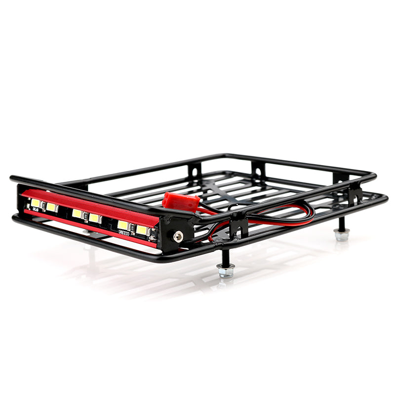 KYX Metal Roll Cage 1:10 Roof Luggage Tray Rack for SCX10 II TRX-4 w/ LED
