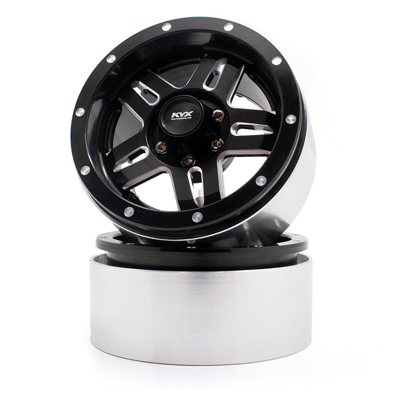 KYX CNC Aluminum 5 Spoke 2.2 Inch Beadlock Rim Wheel Set for Axial Wraith(2PCS)