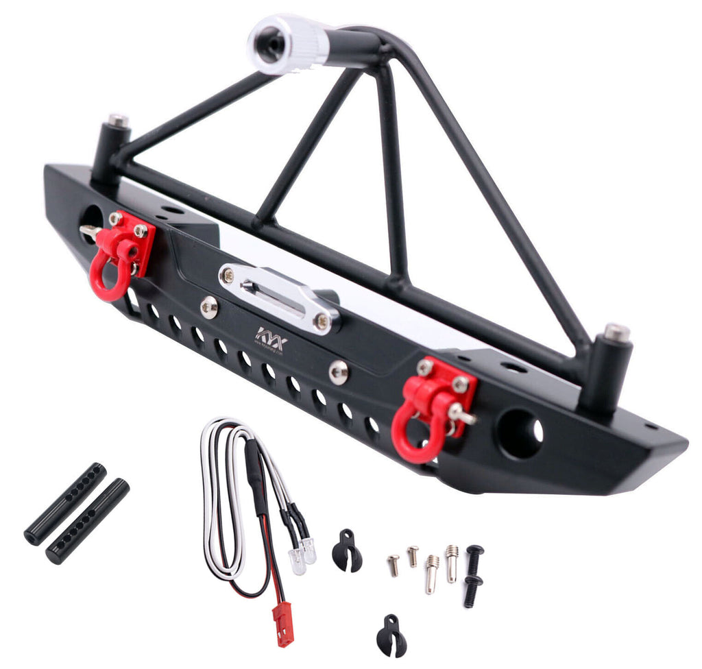 KYX Alloy Rear Bumper w/Led Tire Rack Carrier for Axial SCX10 II TRX-4